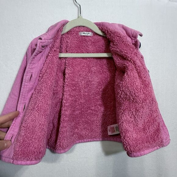 Baby Boden Pink Fleece Lined Corduroy Button Up Chore Jacket Girl's 18-24 Months - Picture 8 of 10